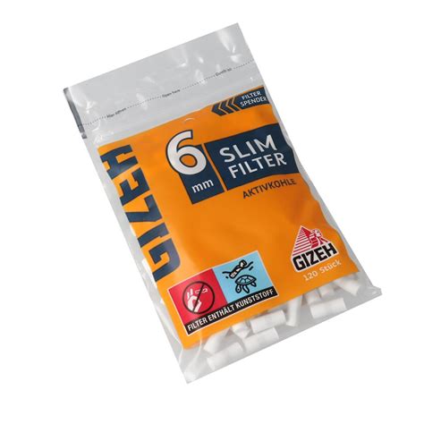 Gizeh Slim Filters 6mm with Activated Carbon, 1,59