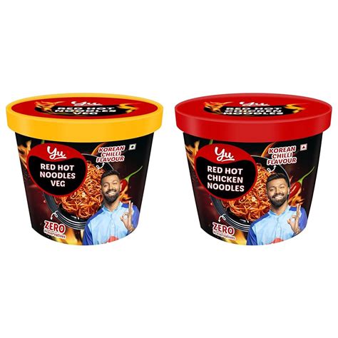 Korean Red Hot Chicken Cup Noodles + Red Hot Veg Cup Noodles - No ...