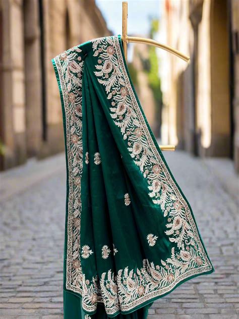 Sacramento Green Satin Silk Saree – Chhabra 555