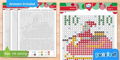 Christmas Pixel Art Colouring Puzzle (teacher made) - Twinkl