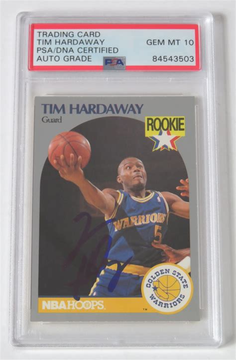 Tim Hardaway WARRIORS Signed Autograph 1990 NBA Hoops Rookie Card PSA ...