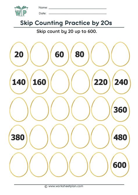 Skip counting 20, 30 and 40 » Worksheet Plan