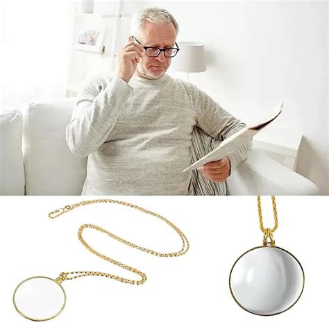 Collier monocle décoratif avec loupe 5x, pendentif en chaîne plaqué or ...