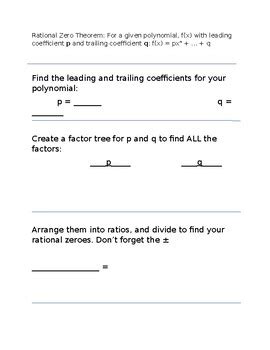 Image result for Rational Zero Theorem Worksheet