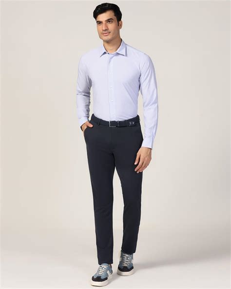 Slim Fit B-91 Casual Dark Navy Solid Khaki - Ziea