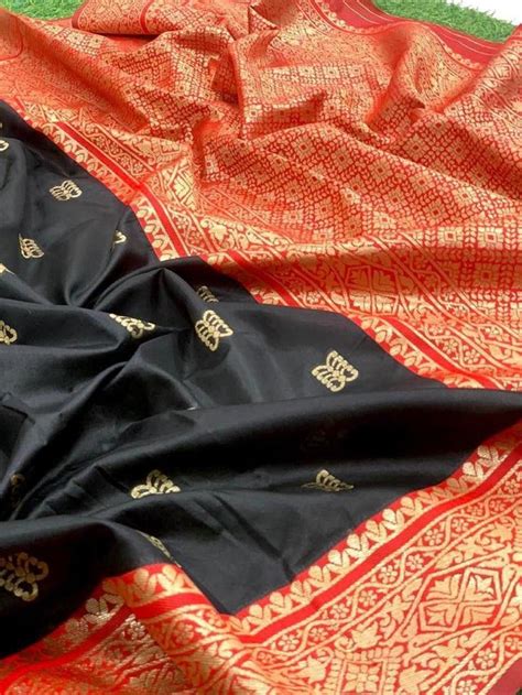Pure Lichi Silk Saree Haevy Weaving Black Colour, Party Wear – Ibis Fab