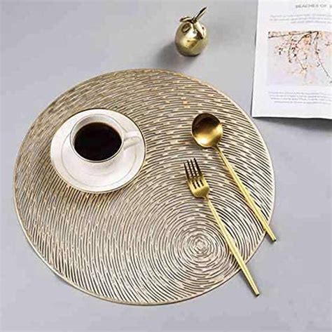 Buy HomeCloud Polyester Round PVC Table Mat | Cutwork Design Dining ...