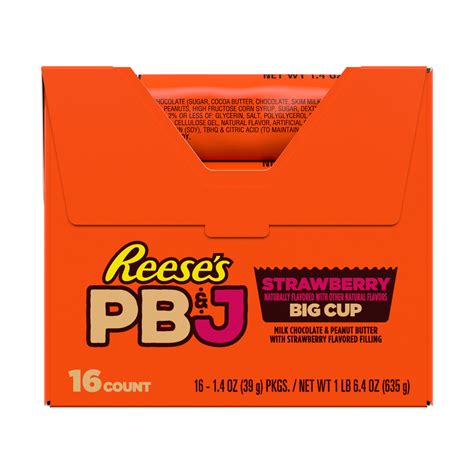 REESE'S Big Cup PB&J Strawberry Milk Chocolate Peanut Butter Cups Candy ...
