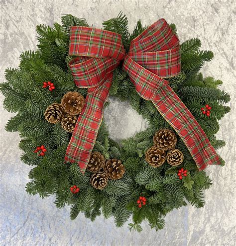 Tartan Bow Fresh Christmas Wreath - Kilted Christmas Tree Company