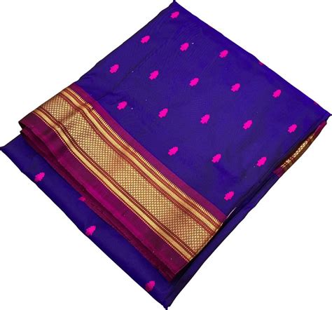 Purple Handloom Paithani Pure Silk Saree - Luxurionworld