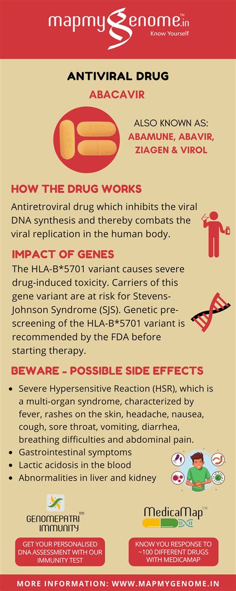 Antiviral drug, Abacavir : How the drug works, Impact of genes ...