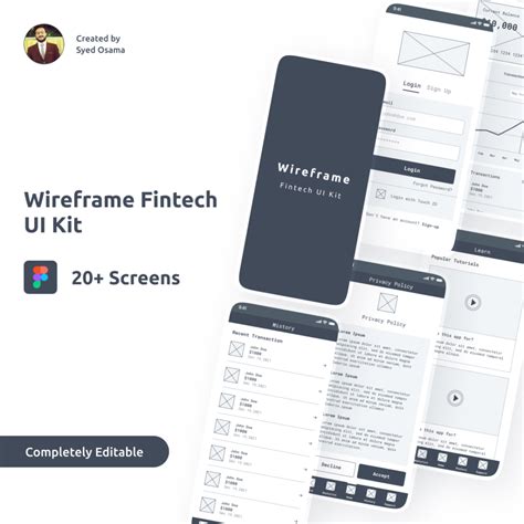 Fintech Wireframe UI Kit | Wireframe - MasterBundles