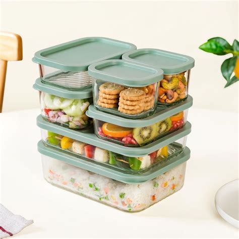 Buy Nestasia Glass Containers with Lid Set of 7 (S-310ml x 2, M-520ml x ...