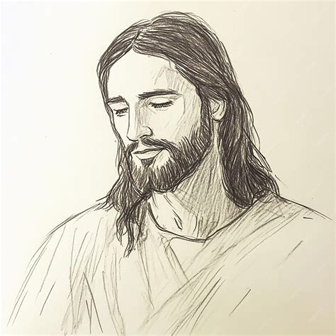 Draw a Simple Sketch of Jesus Christ | Premium AI-generated image