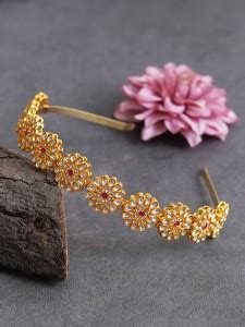 AHOORA Gold Plated Brass Hairband/Mathapatti Hair Band Price in India ...
