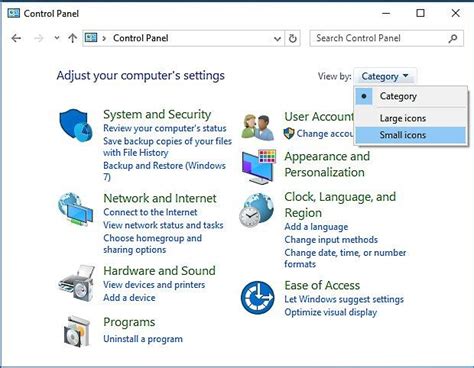 Image result for Win 10 Control Panel