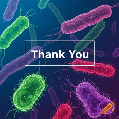 Colorful bacteria with the text Thank You on Craiyon
