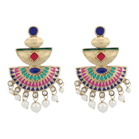 Stylepotion Oxidised Gold Plated with Meenakari Pearl and American ...