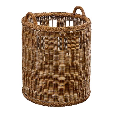 Large Round Braided Wicker Basket - Mecox Gardens