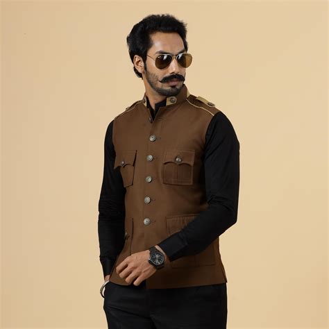 Almond Brown Semi-Hunting Rajputana Jacket – Rajanyas