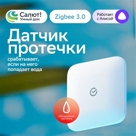 Датчик протечки воды Sber SBDV-00154, умный, Zigbee 3.0, белый, 1 шт ...