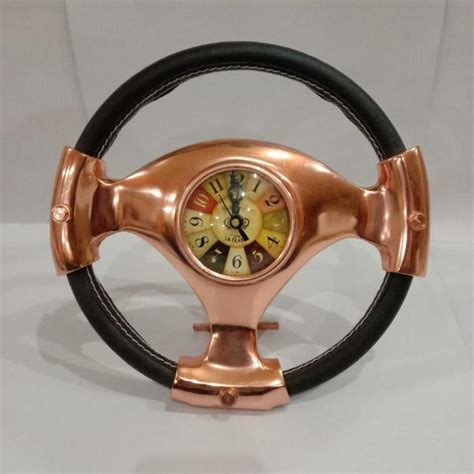 ROSE GOLD FINISH CAR STEERING DESIGN METAL WALL CLOCK( 13 INCHES ) -SA ...