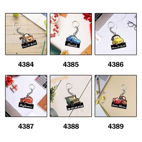 Lightning McQueen Cars Characters Keychain With Name - love craft gift
