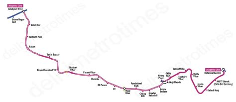 Delhi Metro Magenta Line Stations List: HD Route Map, Fare, Stations ...