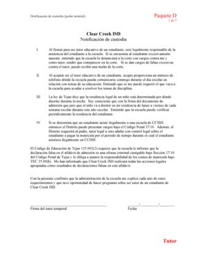 Fillable Online Packet D - Guardianship Notification Spanish 2015-16Sp ...