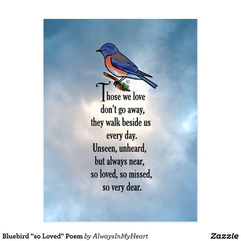 Bluebird "so Loved" Poem Postcard | Zazzle.com | Love poems, Memorial ...