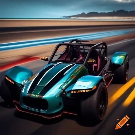 Beach buggy race featuring cars on sandy terrain on Craiyon