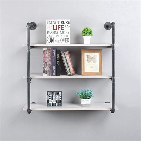 Buy LENGEN Industrial Floating Shelves Wall Mount,24in Rustic Pipe Wall ...