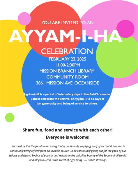 Ayyam-i-Ha Celebration - February 23, 2025 | Oceanside, CA
