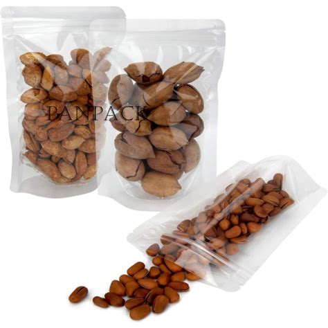 PLAIN TRANSPARENT STAND UP POUCHES WITH ZIPPER