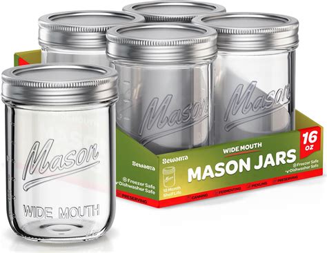 Amazon.com: Kerr Wide Mouth Half-Pint Glass Mason Jars 8-Ounces with ...
