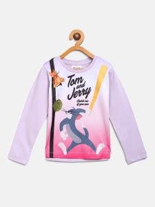 Flipkart.com | TOM & JERRY Girls Typography, Printed Pure Cotton T ...