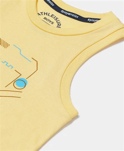 Buy Boy's Super Combed Cotton Graphic Printed Tank Top - Malibu Blue ...