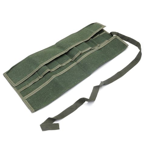 10Pockets Canvas Spanner Wrench Tool Roll Up storage bag Organizer ...