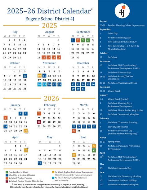 Eugene School District 4J - Calendars