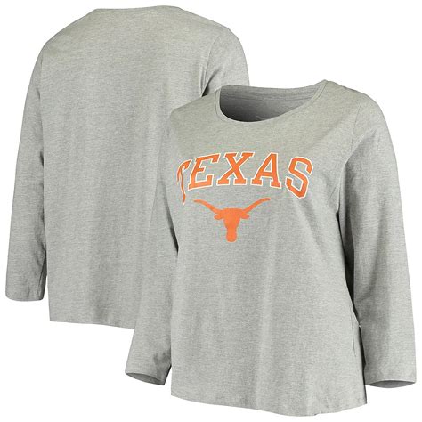Heathered Gray Texas Longhorns Plus Size Logo Long Sleeve T-Shirt | Academy