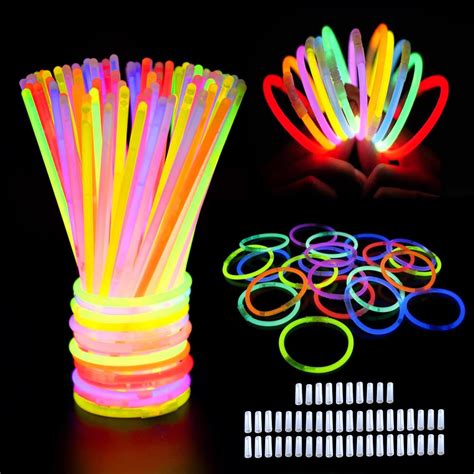 Party Propz Glow In The Dark Neon Bands - 50 Pcs Glowing Sticks With ...