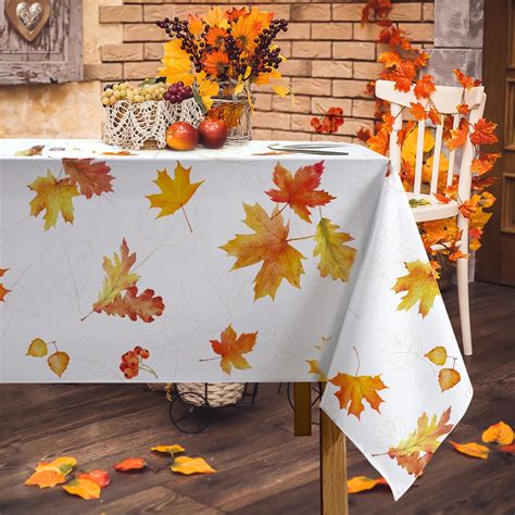 Amazon.com: Volatumy Fall Tablecloth Autumn Maple Leaves Table Cloth ...