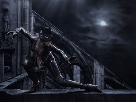 Download wallpaper night, pose, the moon, boots, mask, costume ...