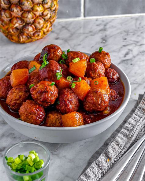 Crockpot Pineapple Barbecue Meatballs - Life She Has