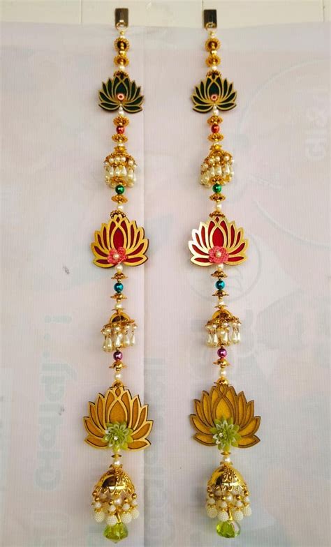 Multi Color Lotus Crystal Diamond Wirh Golden Caps,Door Hanging Latkan ...