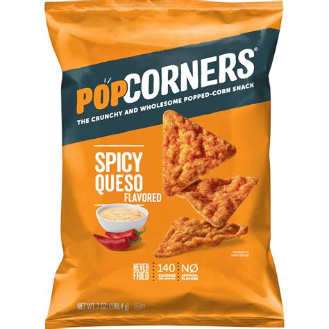 Popcorners Popped Corn Chips, Spicy Queso Flavor, Sea Salt, Cheese, 7 ...
