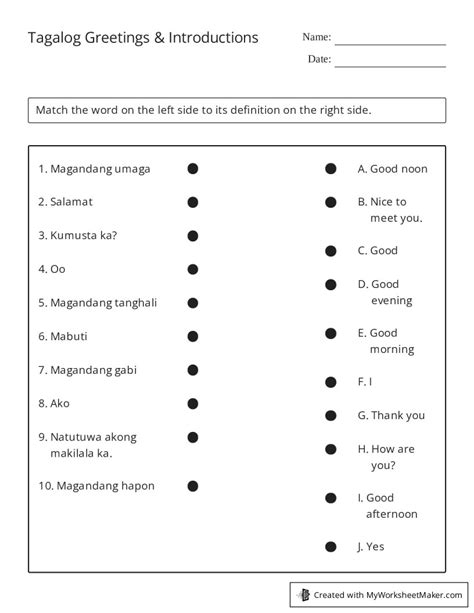 Image result for Tagalog Words Worksheet