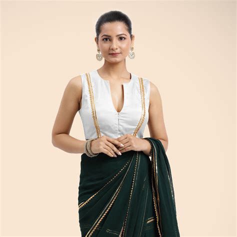 Veena Sleeveless Silk Saree Blouse - Gota Patti Party Wear | Tyohaar ...