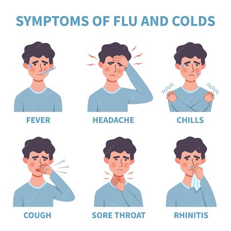 Premium Vector | Flu symptoms. Common cold and flu symptoms ...