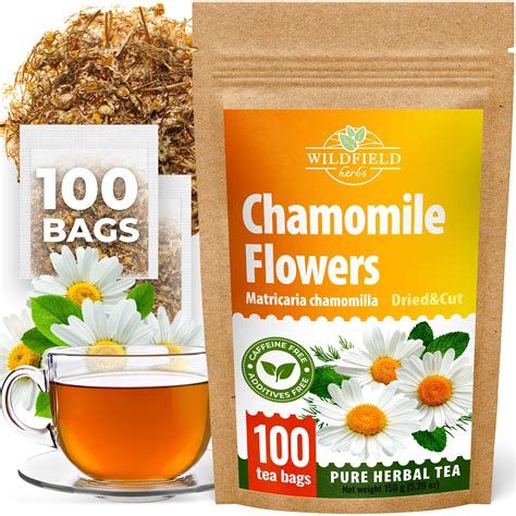 Amazon.com : 100 Bags Chamomile Tea Loose Leaf Dried Chamomile Flowers Manzanilla Tea ...